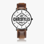 163. Hot Selling Ultra-Thin Leather Strap Quartz Watch (Black With Indicators)